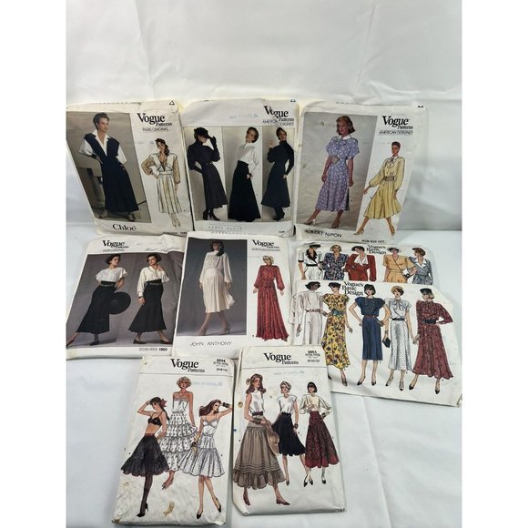 Vtg Vogue Sewing Patterns Karl Lagerfeld Perry Ellis John Anthony Chloe Lot Of 9 - Picture 1 of 8